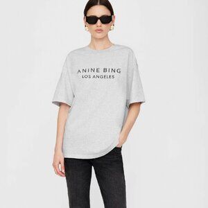 NEW Anine Bing Myers Logo Tee Los Angeles Heather Gray SZ XS